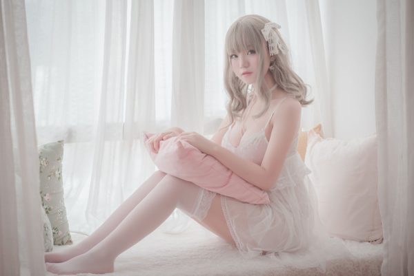 No.001-白色丝质连衣裙 [26P]-慕色阁